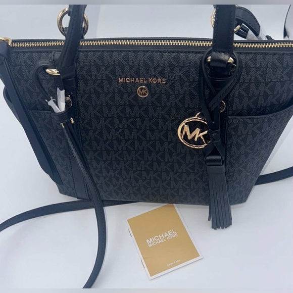 NWT Sullivan Small Logo Top-Zip Michael Kors Black Tote Bag - Picture 5 of 8